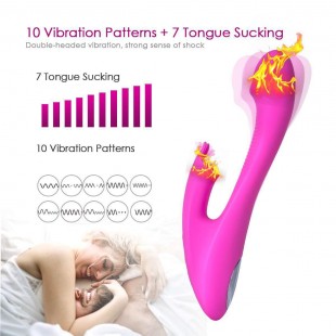 Vibrador com Estimulador de Clitóris e 10 Modos de Vibrações  